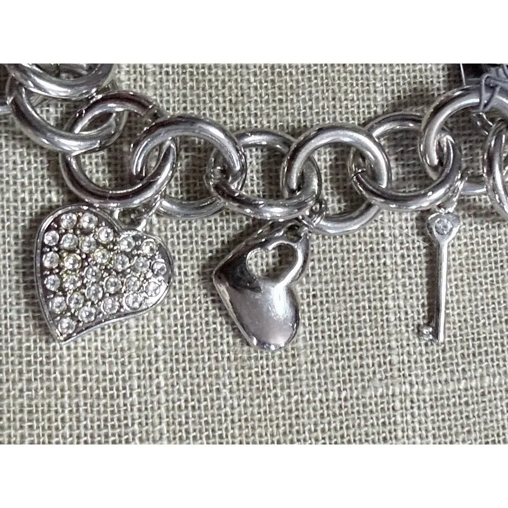 Avenue Heart Charm Bracelet Watch Silver Tone NWT New Battery